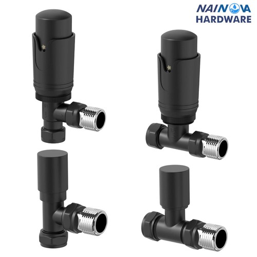 Black radiator valves - black,